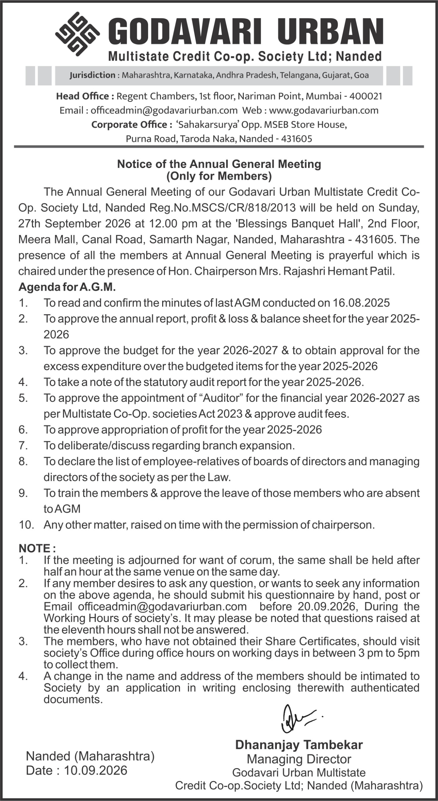 AGM Notice